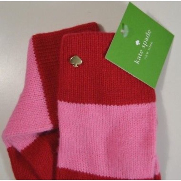 Kate Spade Pink and Red Striped Gloves - Picture 4 of 4